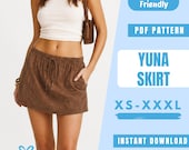 Yuna Skirt Sewing Pattern PDF | Mini Skort Pattern | Low Rise Wrap Skirt Shorts | Easy Beginner Pattern | Women Sewing Pattern
