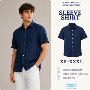 Men Short Sleeve Shirt Sewing Pattern PDF | Button Up Shirt Pattern | Casual Men Shirt | Easy Beginner Pattern | Instant Download