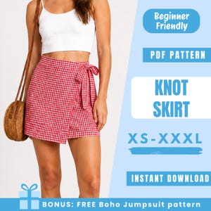 Knot Skirt Sewing Pattern PDF | Wrap Mini Skirt Pattern | Tie Side Summer Skirt| Easy Beginner Pattern | Women Sewing Pattern