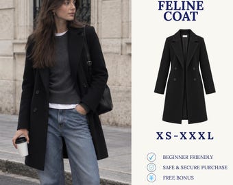 Breasted Coat Sewing Pattern | Women Coat Pattern | Tailored Coat | Wool Coat Pattern | PDF Sewing Pattern
