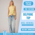 Delphine Top Sewing Pattern PDF | Tie Front Halter Vest Pattern | Open Side Summer Top | Easy Beginner Pattern | Women Sewing Pattern product logo