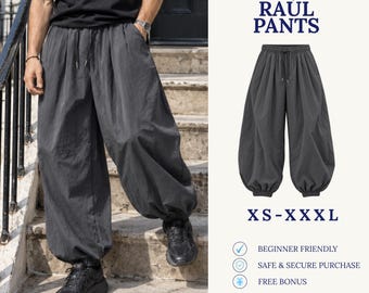 Cartamodello per pantaloni harem da uomo | Cartamodello per pantaloni a palloncino | Cartamodello per pantaloni da uomo | Pantaloni jogger | Cartamodello PDF
