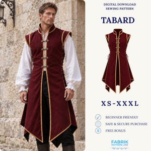 Molde para Tabardo Medieval Masculino | Molde para Túnica | Molde para Manto de Guerreiro | Molde para Fantasia | Molde para Iniciantes