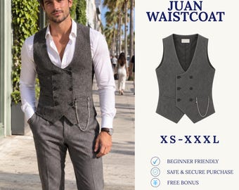 Cartamodello per gilet da uomo | Cartamodello per gilet da uomo | Cartamodello per gilet da abito | Gilet con bottoni | Cartamodello PDF