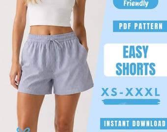Einfaches Schnittmuster für Shorts (PDF) | Schnittmuster für Shorts mit Gummibund | Sommershorts für Damen | Anfängerfreundlich | Sofort-Download
