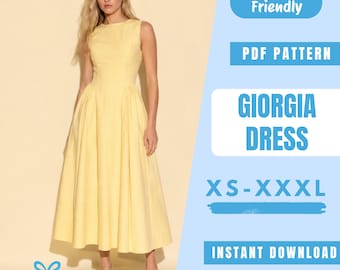 Fit And Flare Dress Sewing Pattern PDF | Sleeveless Midi Dress Pattern | Vintage Dress | Easy Beginner Pattern | Women Sewing Pattern