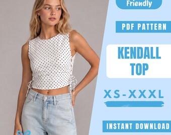 Side Tie Top Sewing Pattern PDF | Sleeveless Tie Side Blouse Pattern | Minimalist Summer Top | Easy Beginner Pattern | Women Sewing Pattern