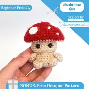 Mushroom Guy Crochet Pattern PDF – Beginner Amigurumi Digital Download