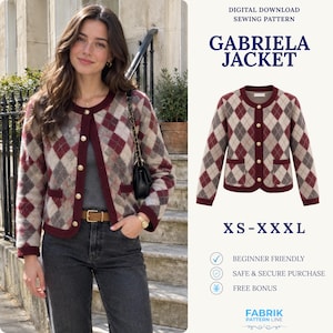 Cropped Jacket Sewing Pattern | Button Up Jacket | Women Jacket Pattern | Short Jacket | PDF Sewing Pattern
