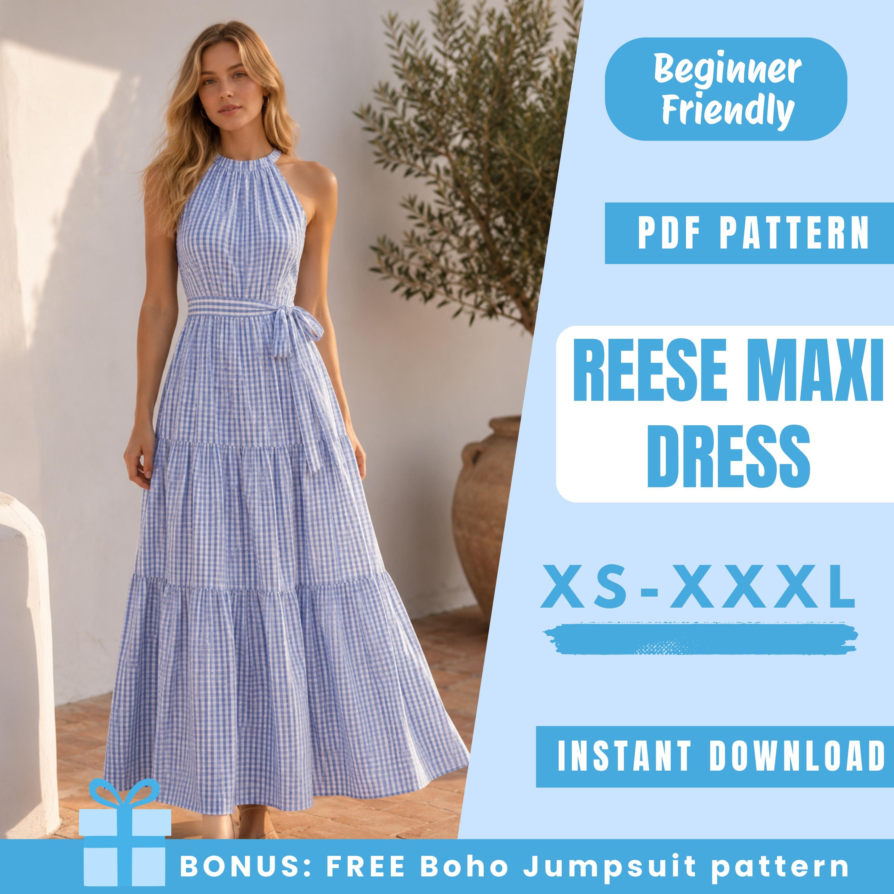 simple chiffon dress pattern Chiffon Evening Maxi Dress Sewing Pattern,women Dress Patterns, Wedding Guest,springsize:us2-30 (A0-A4-USLETTER)