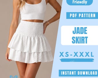 Tiered Mini Skirt Sewing Pattern PDF | Smocked Waist Skirt Pattern | Ruffle Summer Skirt | Easy Beginner Pattern | Women Sewing Pattern