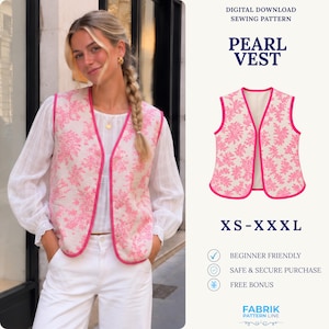 Quilted Vest Sewing Pattern | Button Front Vest | Sleeveless Jacket | Women Vest Sewing | Easy Beginner Pattern | Women Sewing Pattern