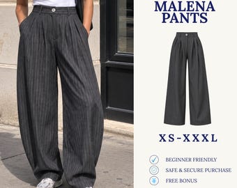 Cartamodello per pantaloni a palloncino | Cartamodello per pantaloni da donna | Pantaloni a gamba larga | Cartamodello per pantaloni larghi | Cartamodello PDF | Pantaloni invernali Malena