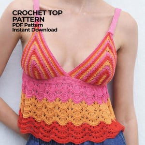 Crochet Crop Top Pattern, Summer Crochet Top Pattern for Women, Crochet Bralette Pattern, Beginner Friendly, XS-XL Sizes, Instant Download