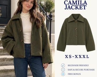 Cartamodello per giacca da donna | Cartamodello per giacca con bottoni | Cartamodello per giacca corta | Giacca da donna in PDF | Cartamodello per cucito