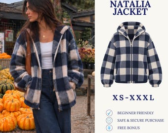Hooded Jacket Sewing Pattern | Women Jacket Pattern | Zip Up Jacket | Teddy Jacket Pattern | Fleece Jacket | PDF Sewing Pattern