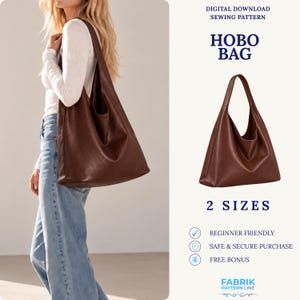 Hobo Bag Sewing Pattern | Slouchy Shoulder Bag Pattern | Women's Handbag PDF | Minimalist Tote Bag | Fabric Bag Sewing Pattern
