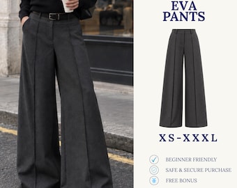 Wide Leg Pants Sewing Pattern | Women Pants Pattern | Wide Leg Trousers | Tailored Pants Pattern | PDF Sewing Pattern