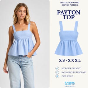 Babydoll Top Sewing Pattern PDF | Peplum Cami Top Pattern | Gathered Summer Top Tutorial | Easy Beginner Pattern | Women Sewing Pattern