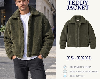 Cartamodello per giacca Teddy da uomo | Cartamodello per giacca Teddy | Cartamodello per giacca da uomo | Giacca con bottoni | Cartamodello PDF
