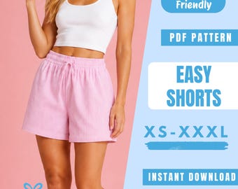 Easy Shorts Sewing Pattern PDF | Elastic Waist Shorts Pattern | Women Summer Shorts | Beginner Friendly | Instant Download