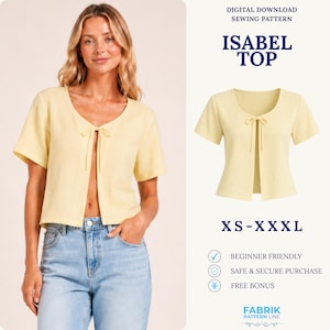 Isabel Top Sewing Pattern PDF | Tie Front Blouse Pattern | Oversized Summer Top | Easy Beginner Pattern | Women Sewing Pattern