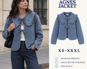 Ruffle Collar Jacket Sewing Pattern | Women Jacket Pattern | Tie Front Jacket | Cropped Jacket | PDF Sewing Pattern