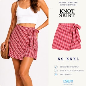 Knot Skirt Sewing Pattern PDF | Wrap Mini Skirt Pattern | Tie Side Summer Skirt| Easy Beginner Pattern | Women Sewing Pattern