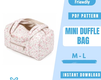 Mini Duffle Bag Sewing Pattern | Travel Bag Pattern | Zipper Handbag | Everyday Purse Pattern | Easy Beginner Pattern | Women Sewing Pattern