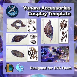 Yunara Cosplay Zubehör Vorlage | Pepakura für Cosplay | Liga der Legenden