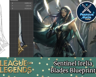 Sentinel Irelia Blade Only Cosplay Template - Blueprint for Cosplay - League of Legends - A4 PDF to Foam