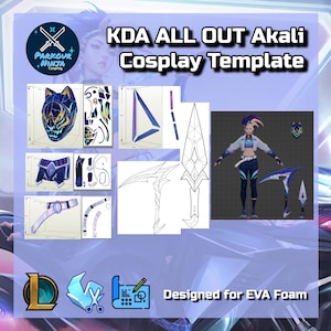 KDA All Out Akali Template | Pepakura | Blueprint |  League of Legends | KDA All Out