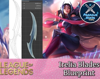Irelia Blade Only Cosplay Template - Blueprint for Cosplay - League of Legends - A4 PDF to Foam