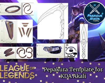 Szablon KDA Akali | Pepakura | Projekt |  Liga Legend | Gwiazdy popu KDA