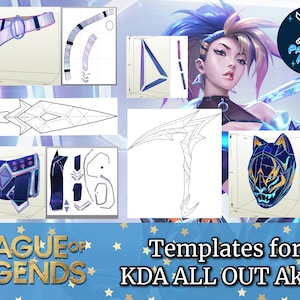 KDA All Out Akali Template | Pepakura | Blueprint |  League of Legends | KDA All Out