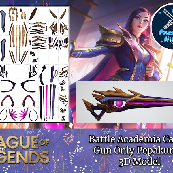 Battle Academia Caitlyn Rifle - Pepakura für Cosplay - League of Legends - A4 PDF zum Schaumstoff