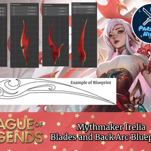 Mythmaker Irelia Blade and Back Arc Cosplay Template - Blueprint for Cosplay - League of Legends - A4 PDF to Foam