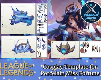 Porcelain Miss Fortune Cosplay Template | Pepakura | Blueprint | League of Legends | Porcelain