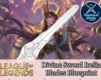 Divine Sword Irelia Blade Only Cosplay Template - Blueprint for Cosplay - League of Legends - Pepakura Files PDF to Foam