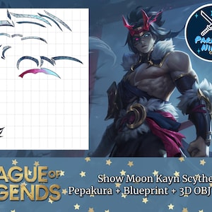 Snow Moon Kayn Scythe - Pepakura for Cosplay - League of Legends - A4 PDF to Foam