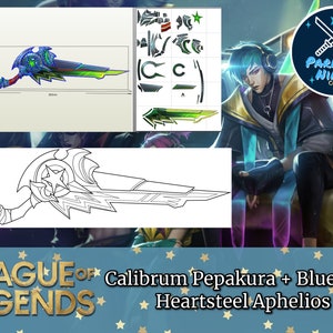 Heartsteel Aphelios Calibrum Prop Template | Pepakura | Blueprint |  League of Legends | Heartsteel