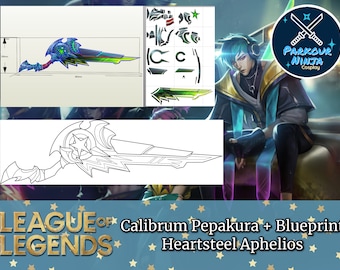 Heartsteel Aphelios Calibrum Prop Template | Pepakura | Blueprint |  League of Legends | Heartsteel