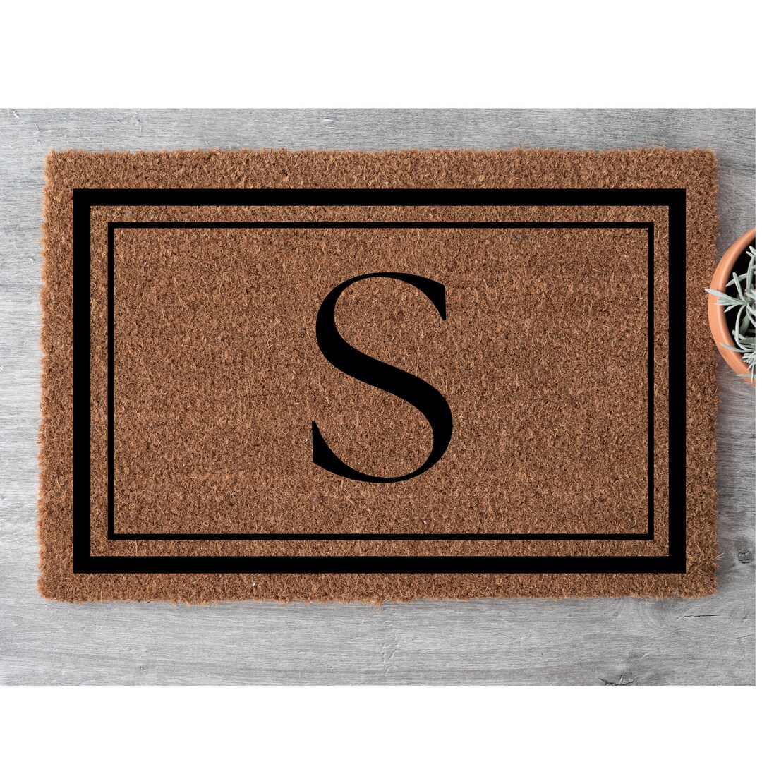 Last Name Initial Door Mat, Front Porch Mat, Personalized Door