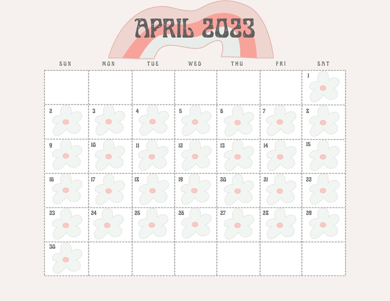 April 2023 Boho Hippie Calendar - Etsy