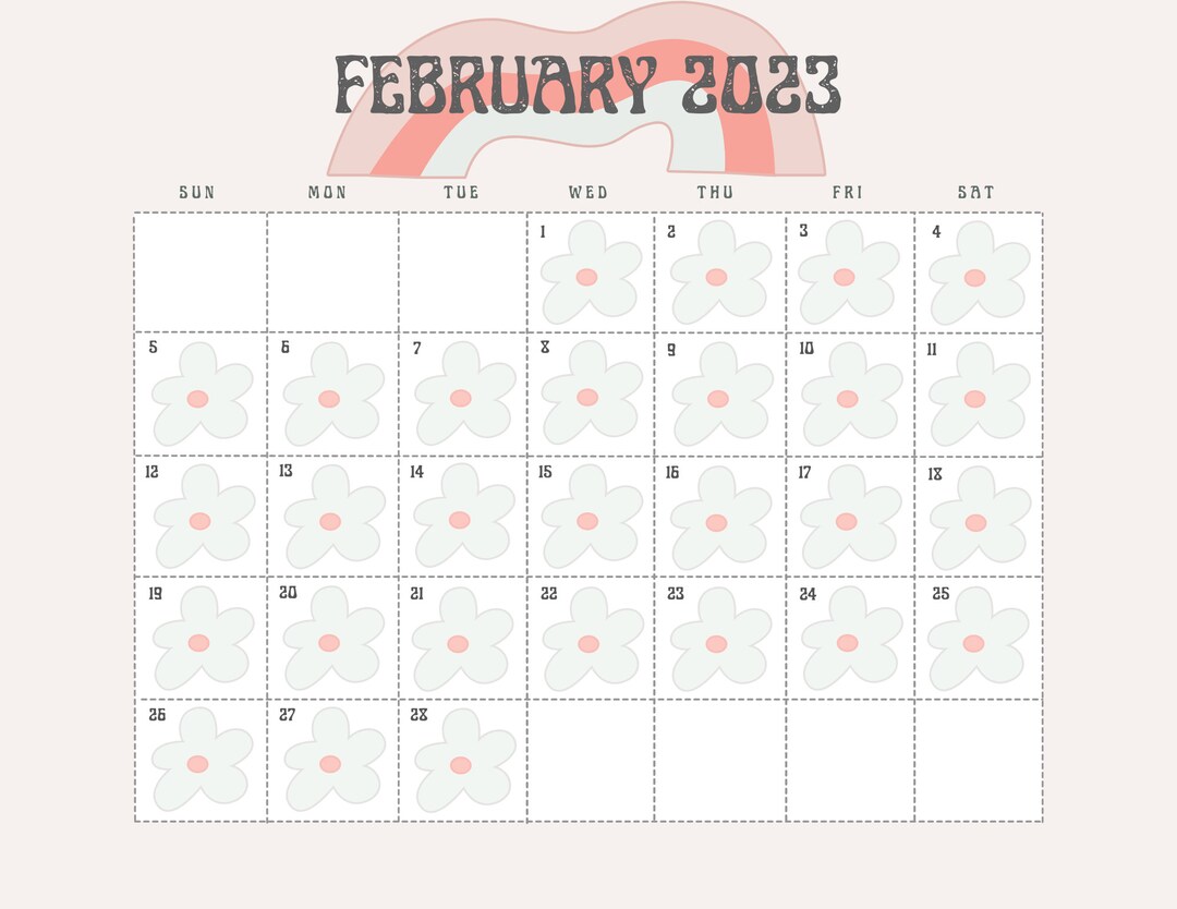 February 2023 Boho Hippie Calendar Etsy