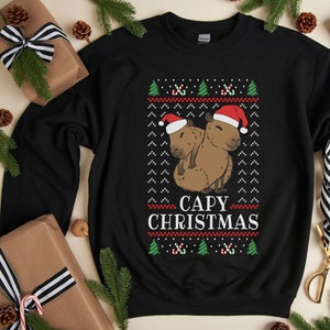 Capybara Ugly Christmas Sweater, Cute Capybara Gifts, Capybara Xmas Shirts, Funny Xmas Sweater For Women, Capybara Xmas Jumper For Her