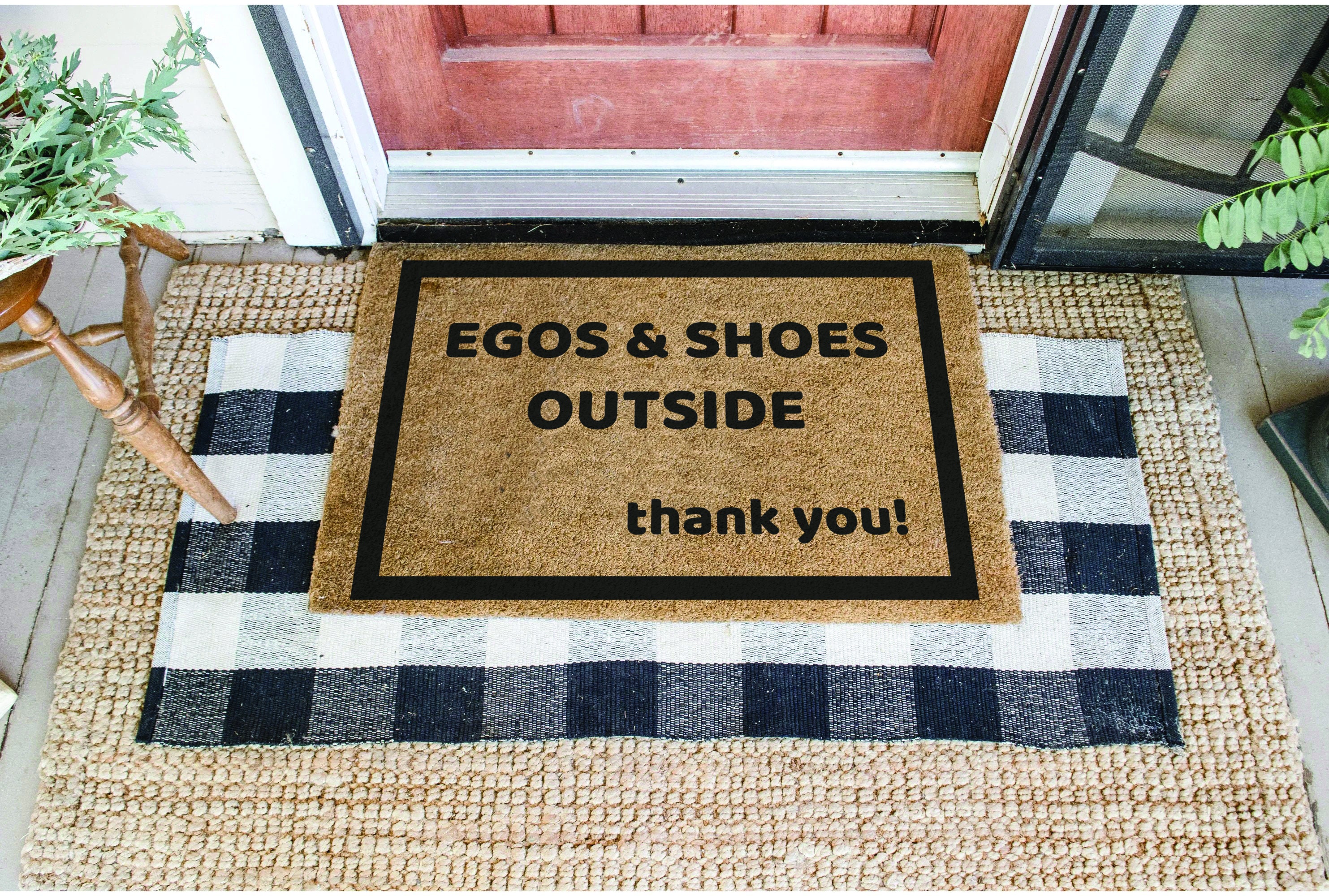 Egos and Shoes Outside Doormat ,funny Doormat ,home Decor,welcome  Rug,housewarming Gift,front Door Decor, Definition Door Mat, Porch Decor 