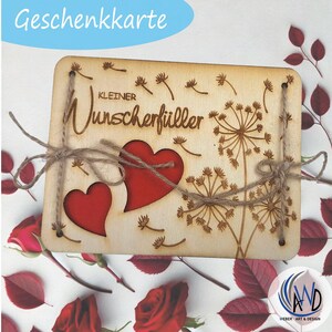 Geldgeschenk | Geschenkkarte aus Holz | Geschenkverpackung | Geldgeschenk Verpackung |  Geschenkidee | Holzkarte | Herz Pusteblume