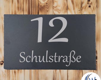 Placa de porta em formato de casa de ardósia | personalizada