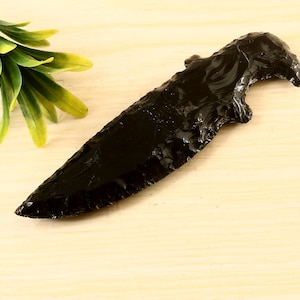 Black Obsidian Athame Obsidian Knife Man Handmade Gemstone Knapped Blades Quality Crystal 5-5.5&quot; inch